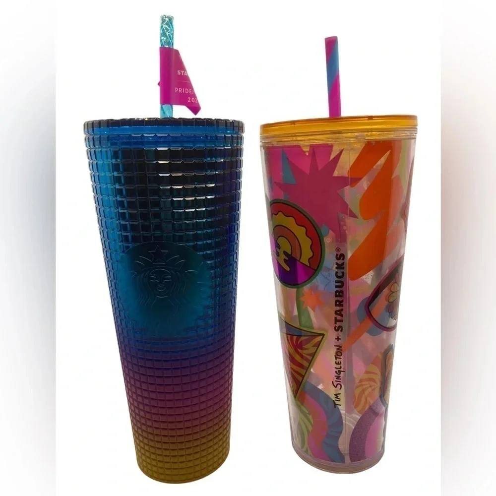 STARBUCKS SET Tim Singleton 2023 Ltd Edition PRIDE Venti Tumbler Cold Cups NWT - Picture 2 of 7